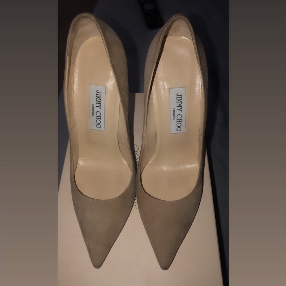 Jimmy Choo Anouk Suede Pumps Nude 120 MM 39
